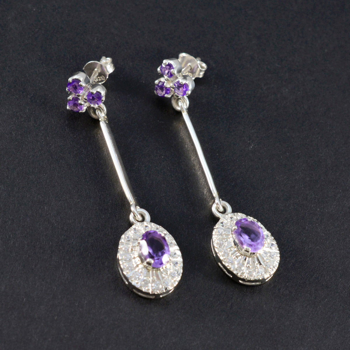 Amethyst-Italian-Andrea-multiple-Stud-Purple-Silver-Earring