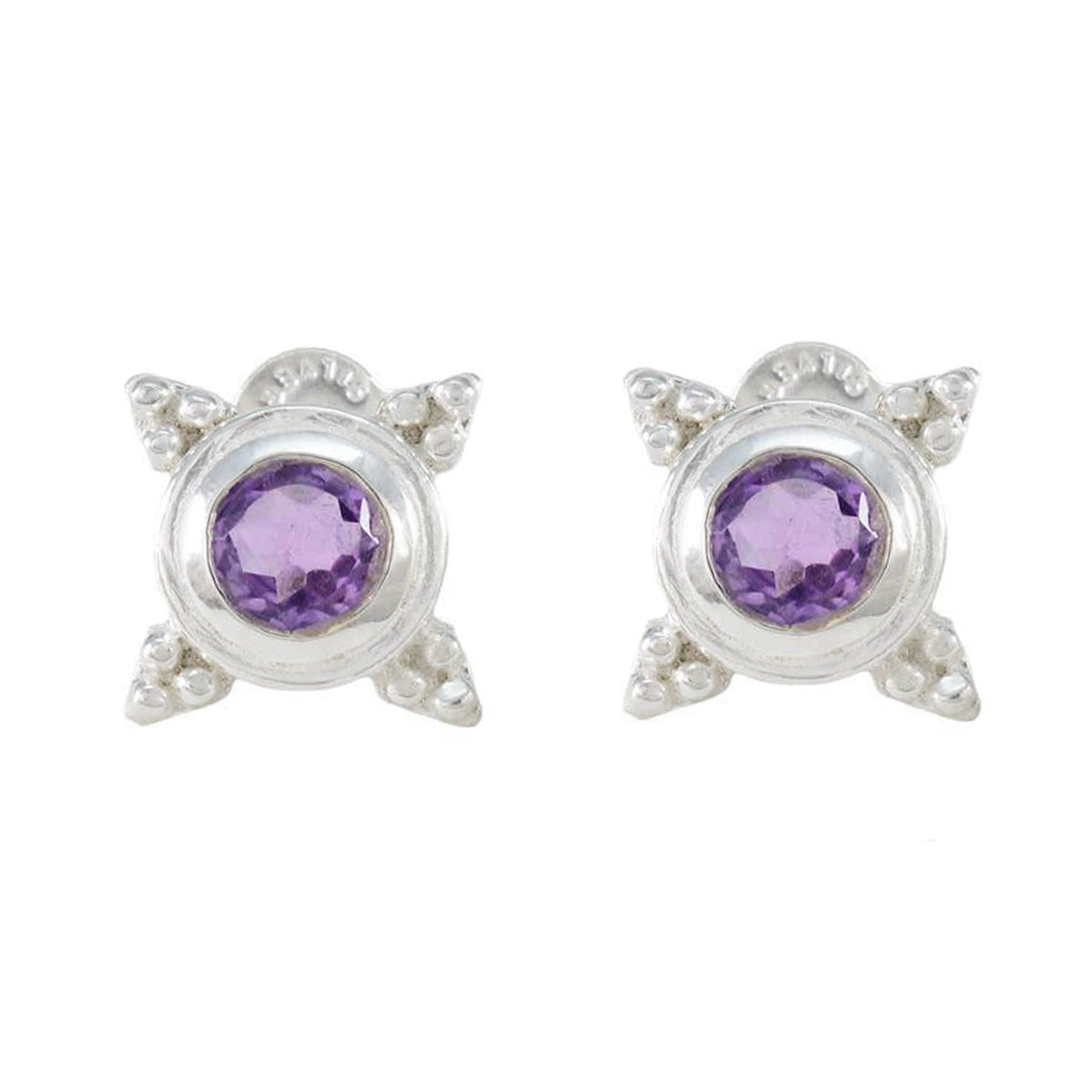 Amethyst-Japanischer-Lourdes-Solitär-Ohrhänger-Lila-92,5-Silber
