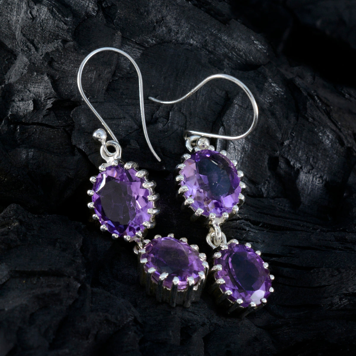 Amethyst-Japanese-Aurora-multiple-Dangle-Purple-Silver-Earring