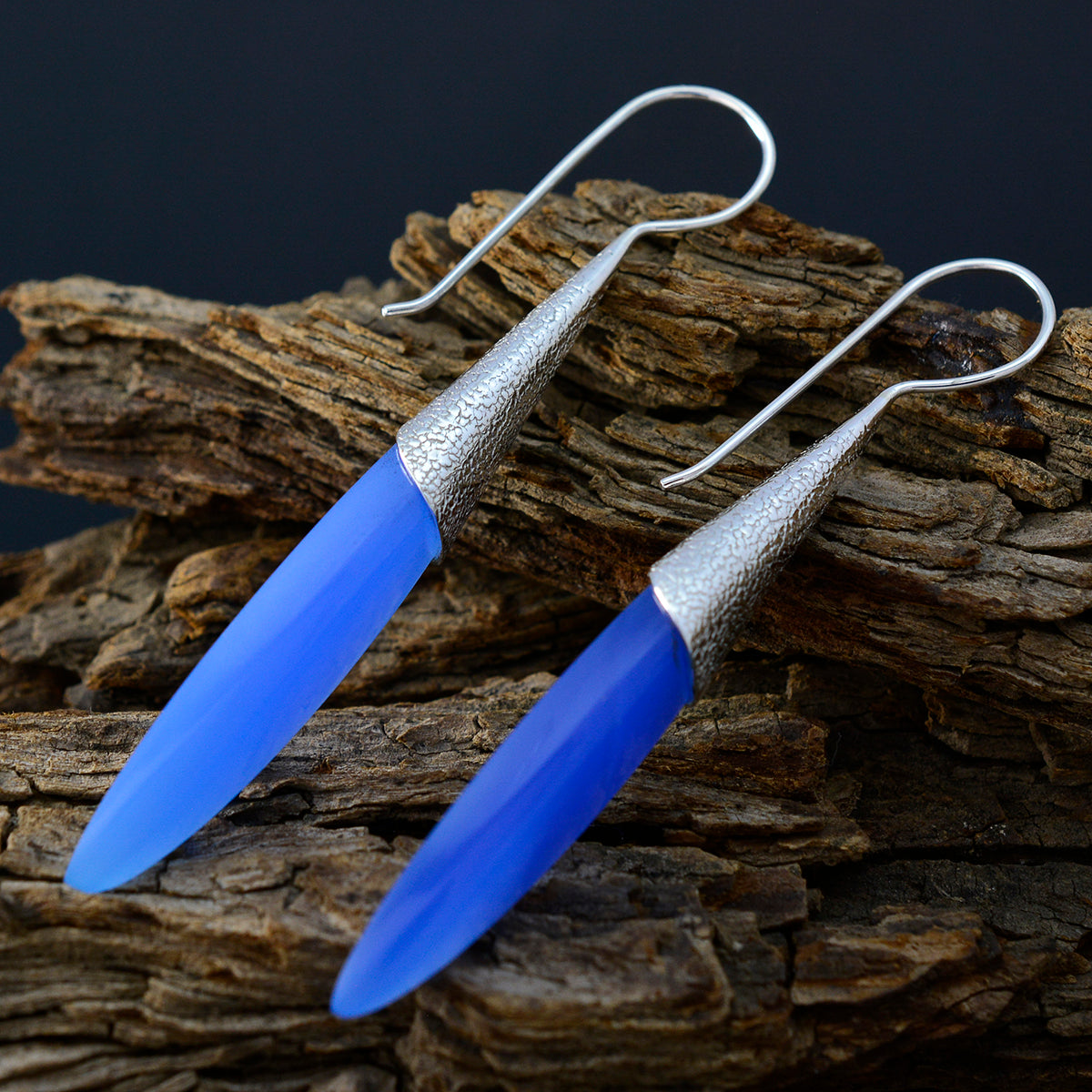 Chalcedony-Mexican-Ha-eun-Solitaire-Dangle-Blue-925-Silver-Earring