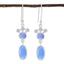 Blue-Chalcedony-African-Haruka-Toi-et-Moi-Dangle-Blue-925-Silver-Earring