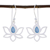 Blue-Chalcedony-Russian-Lourdes-Solitaire-Dangle-Blue-925-Silver-Earring