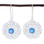 Chalcedony-Italian-Luna-Solitaire-Dangle-Blue-92.5-Silver-Earring