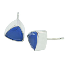 Blue-Chalcedony-Spanish-Paula-Solitaire-Stud-Blue-Sterling-Silver-Earring