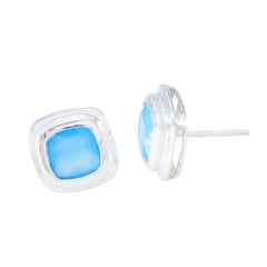 Blue-Chalcedony-German-Renata-Solitaire-Stud-Blue-925-Silver-Earring