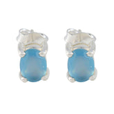Blue-Chalcedony-American-Abigail-Solitaire-Stud-Blue-925-Sterling-Silver-Earring