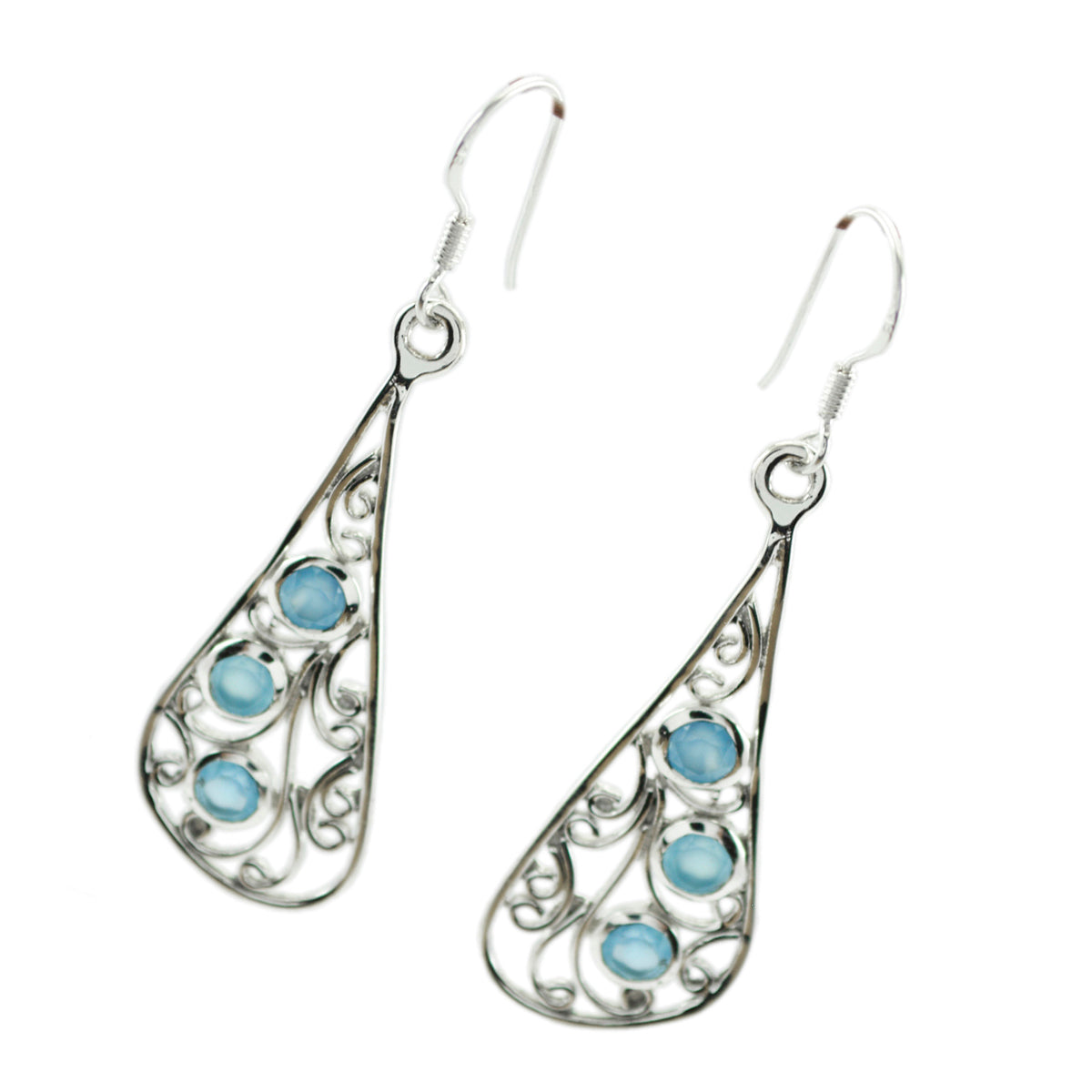 Chalcedony-American-Patricia-multiple-Dangle-Blue-925-Silver-Earring