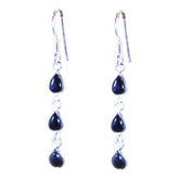 Black-Onyx-Korean-Victoria-multiple-Dangle-Black-925-Silver-Earring