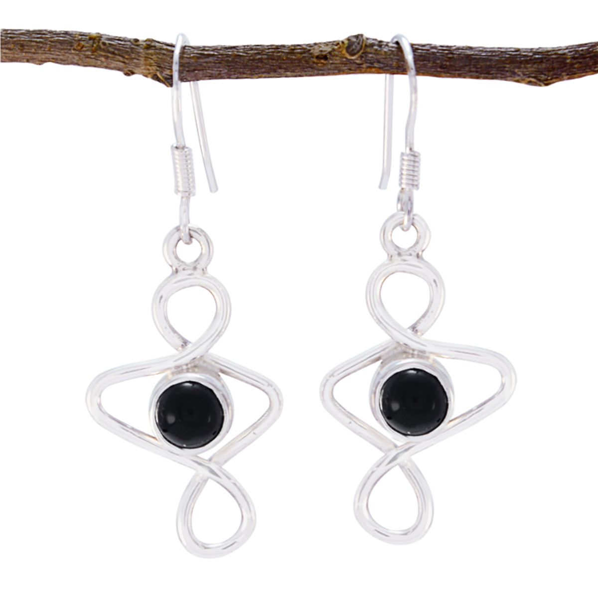Black-Onyx-American-Ellie-Solitaire-Dangle-Black-Silver-Earring
