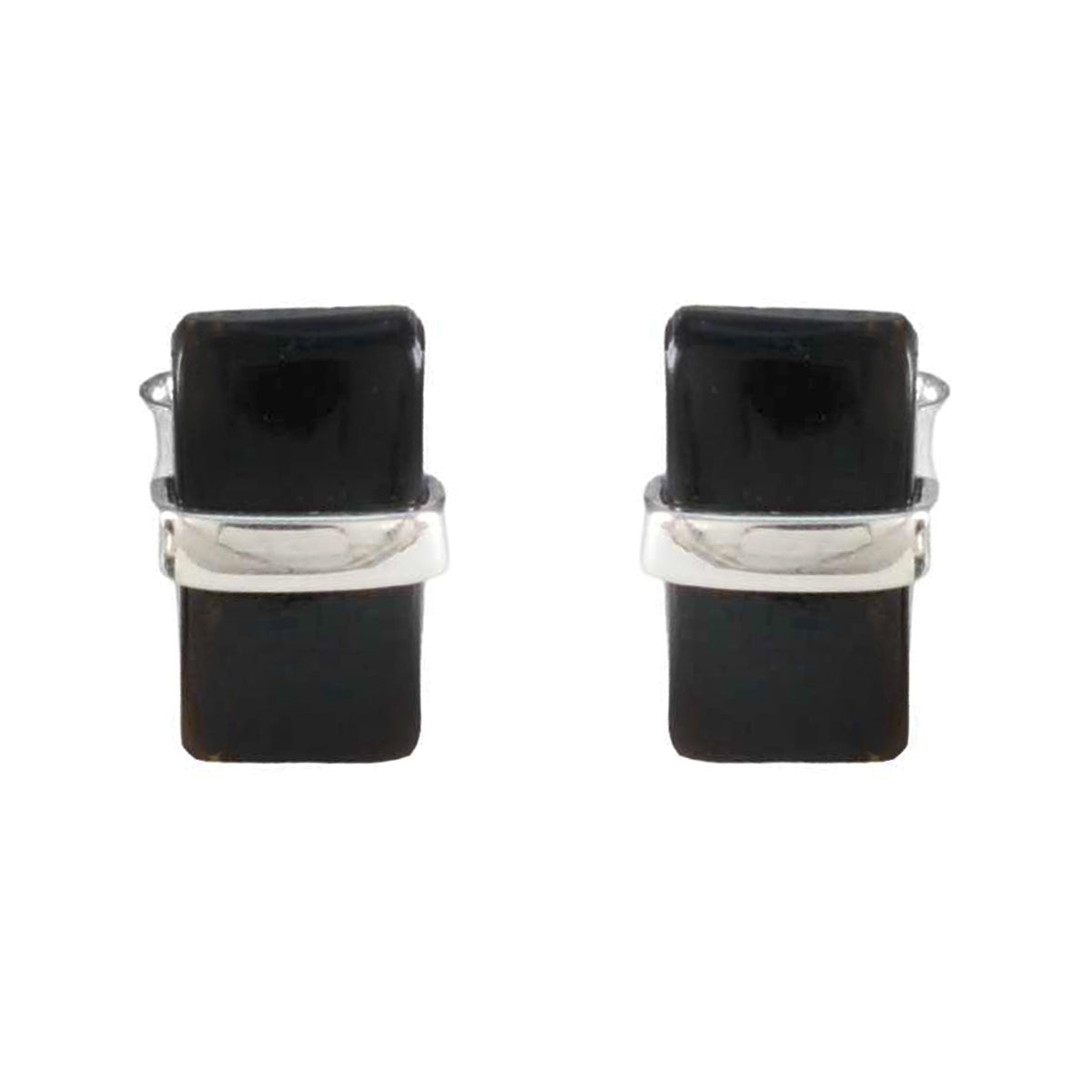 Schwarzer Onyx-Naher Osten-Grace-Solitär-Ohrstecker-Schwarz-925-Silber-Ohrring