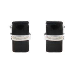 Schwarzer Onyx-Naher Osten-Grace-Solitär-Ohrstecker-Schwarz-925-Silber-Ohrring