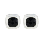 Black-Onyx-African-Teresa-Solitaire-Stud-Black-Silver-Earring