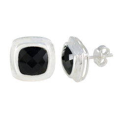 Black-Onyx-African-Teresa-Solitaire-Stud-Black-Silver-Earring