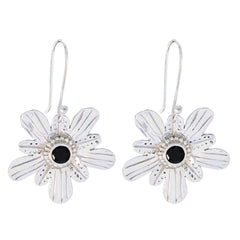 Black-Onyx-Russian-Lily-Solitaire-Dangle-Black-Sterling-Silver-Earring
