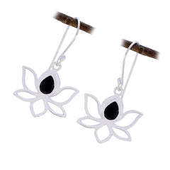 Black-Onyx-French-Olivia-Solitaire-Dangle-Black-92.5-Silver-Earring
