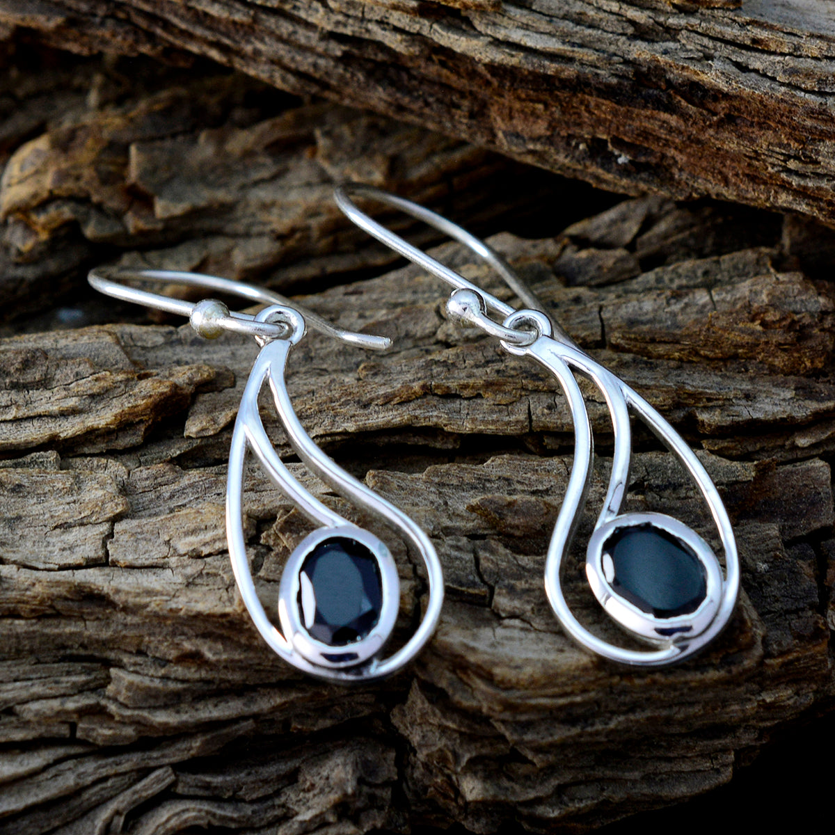Black-Onyx-Korean-Skylar-Solitaire-Dangle-Black-Sterling-Silver-Earring
