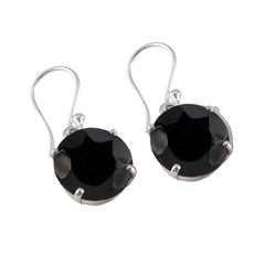 Black-Onyx-Italian-Stella-Solitaire-Dangle-Black-Silver-Earring