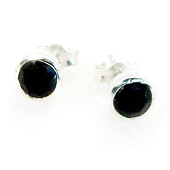 Black-Onyx-Korean-Seo-yeon-Solitaire-Stud-Black-925-Sterling-Silver-Earring