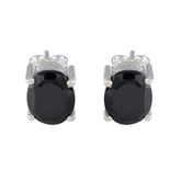 Black-Onyx-Korean-Addison-Solitaire-Stud-Black-Silver-Earring
