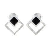 Black-Onyx-Japanese-Yuna-Solitaire-Stud-Black-925-Silver-Earring