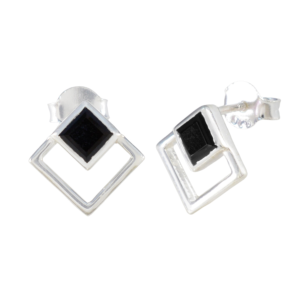 Black-Onyx-Japanese-Yuna-Solitaire-Stud-Black-925-Silver-Earring