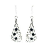 Black-Onyx-Korean-Paula-multiple-Dangle-Black-92.5-Silver-Earring