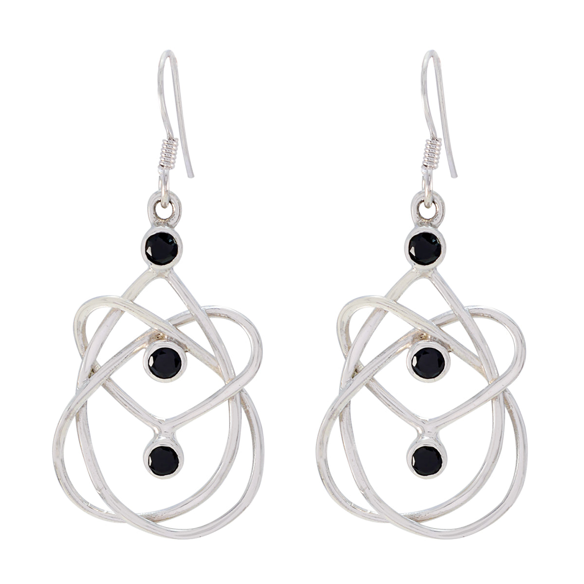 Black-Onyx-American-Marie-multiple-Dangle-Black-92.5-Silver-Earring