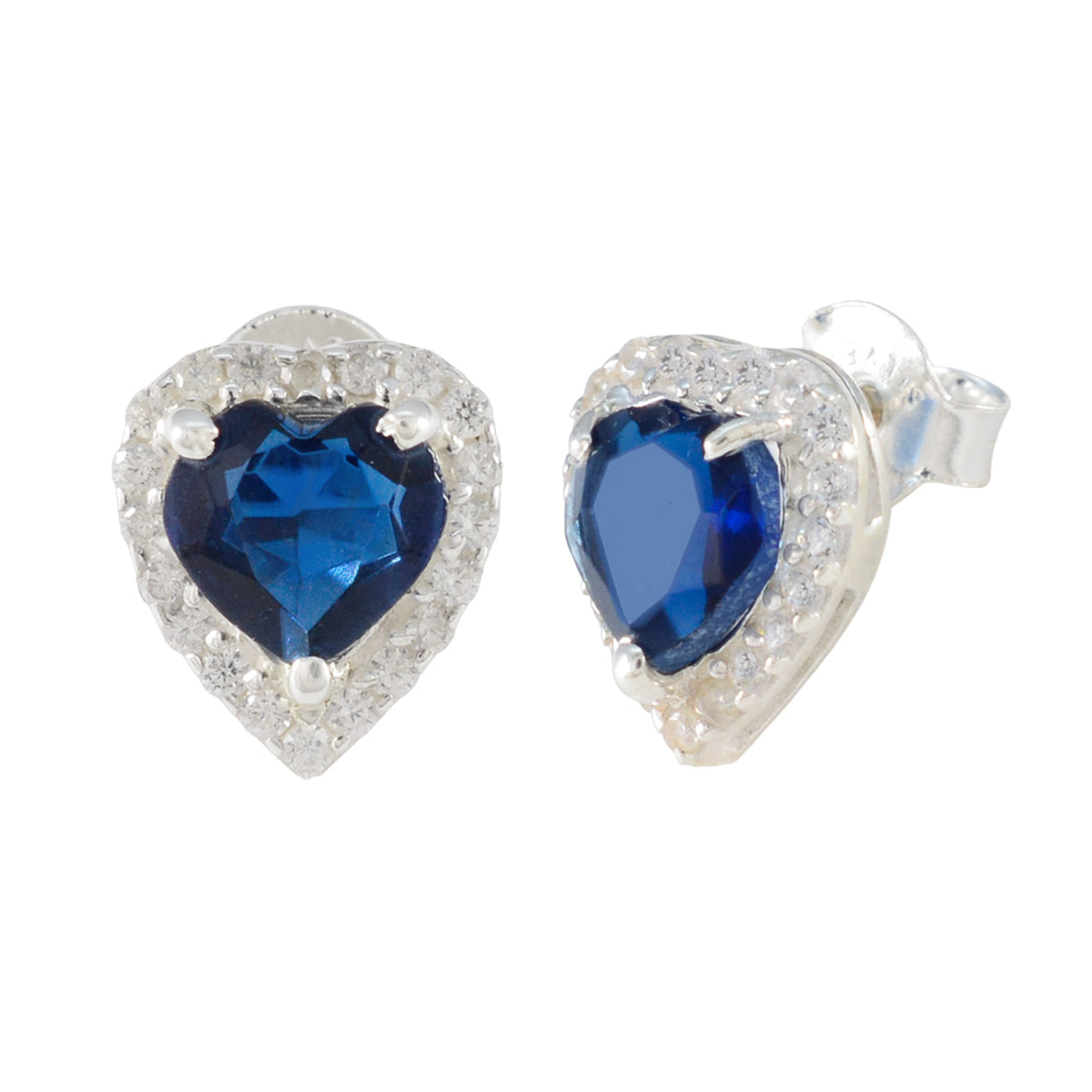 Blue-Sapphire-CZ-Australian-Pilar-multiple-Stud-Blue-925-Silver-Earring