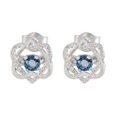 Blue-Sapphire-CZ-Russian-Lourdes-multiple-Stud-Blue-925-Sterling-Silver-Earring