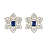 Blue-Sapphire-CZ-American-Mei-multiple-Stud-Blue-92.5-Silver-Earring