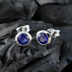 Blue-Sapphire-CZ-American-Fernanda-Solitaire-Stud-Blue-Silver-Earring