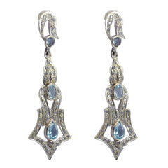 Blue-Topaz-Indian-Lakshmi-multiple-Stud-Blue-925-Silver-Earring