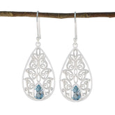 Blue-Topaz-Spanish-Lourdes-Solitaire-Dangle-Blue-Silver-Earring