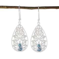 Blue-Topaz-Spanish-Lourdes-Solitaire-Dangle-Blue-Silver-Earring