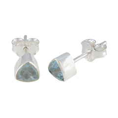 Blue-Topaz-Italian-Pilar-Solitaire-Stud-Blue-92.5-Silver-Earring