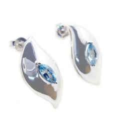 Blue-topaz-Moroccan-Ángeles-Solitaire-Stud-Blue-92.5-Silver-Earring