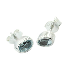Blue-Topaz-French-Teresa-Solitaire-Stud-Blue-925-Sterling-Silver-Earring