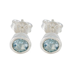 Blue-Topaz-Japanese-Chloe-Solitaire-Stud-Blue-Silver-Earring