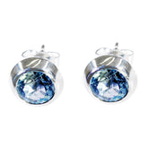 Blue-topaz-Middle-Eastern-Cecilia-Solitaire-Stud-Blue-Sterling-Silver-Earring