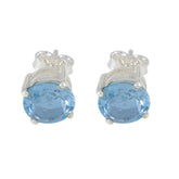 Blue-Topaz-Moroccan-Evelyn-Solitaire-Stud-Blue-925-Sterling-Silver-Earring