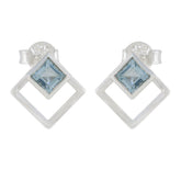 Blue-Topaz-American-Maya-Solitaire-Stud-Blue-Silver-Earring