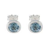 Blue-Topaz-Turkish-Tereza-Solitaire-Stud-Blue-925-Sterling-Silver-Earring