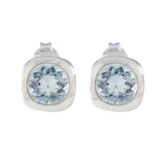 Blue-Topaz-Indian-Kristine-Solitaire-Stud-Blue-92.5-Silver-Earring