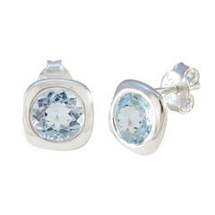 Blue-Topaz-Indian-Kristine-Solitaire-Stud-Blue-92.5-Silver-Earring