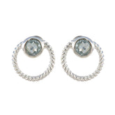 Blue-Topaz-Indian-Lakshmi-Solitaire-Stud-Blue-925-Sterling-Silver-Earring