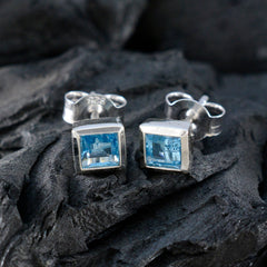 Blue-Topaz-French-Ivana-Solitaire-Stud-Blue-925-Silver-Earring