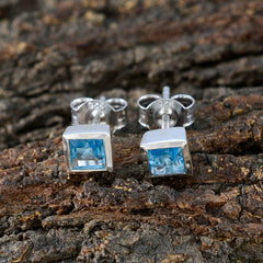 Blue-Topaz-French-Ivana-Solitaire-Stud-Blue-925-Silver-Earring