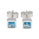 Blue-Topaz-French-Ivana-Solitaire-Stud-Blue-925-Silver-Earring