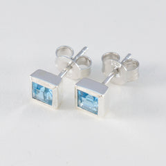 Blue-Topaz-French-Ivana-Solitaire-Stud-Blue-925-Silver-Earring