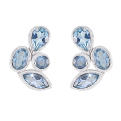 Blue-topaz-German-Fernanda-multiple-Stud-Blue-925-Silver-Earring